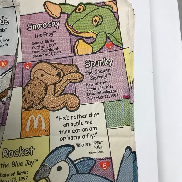 McDonalds Happy Meal Paper Bags. Ty Beanie Babies Happy Meal Bags
