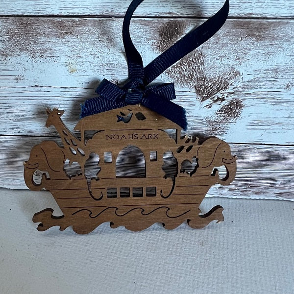 Noahs Ark Silhouette Wooden Ornament