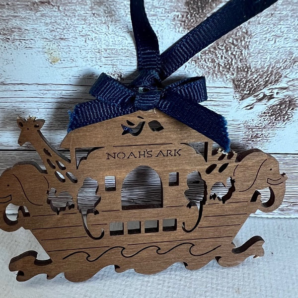 Noahs Ark Silhouette Wooden Ornament