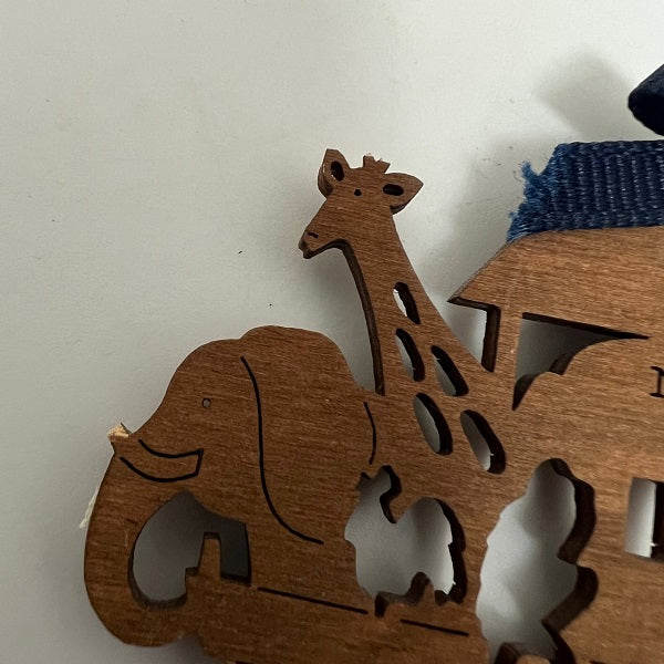 Noahs Ark Silhouette Wooden Ornament