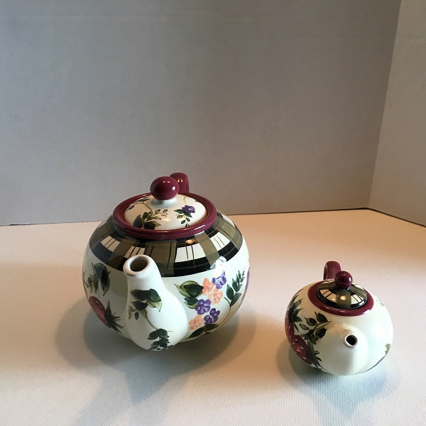 Oneida strawberry plaid teapots