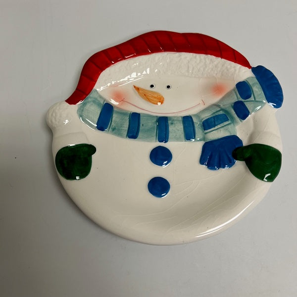 Pacific Island Creations Snowman Plate 6in Candy Cookie Plate