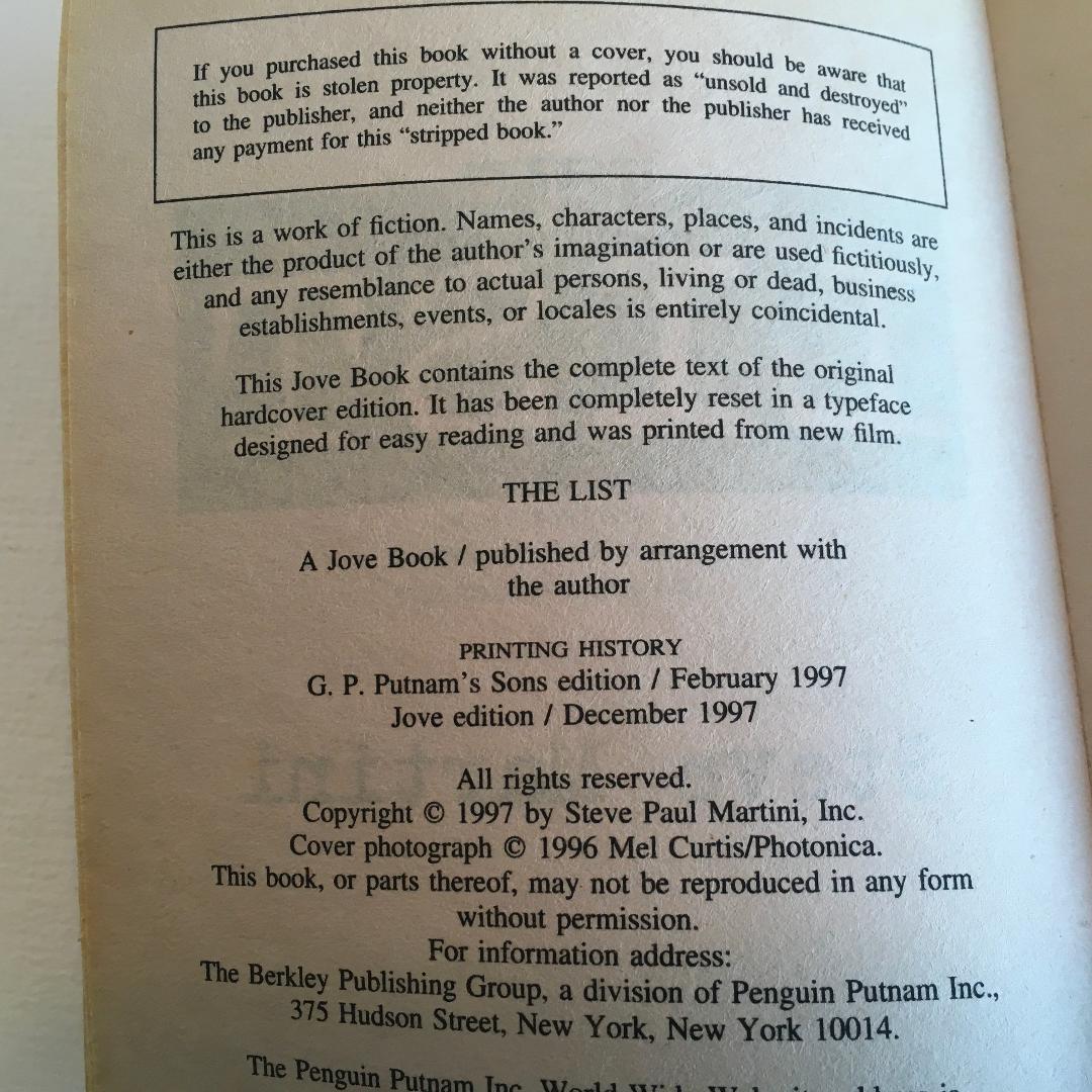 Paperback Book The List