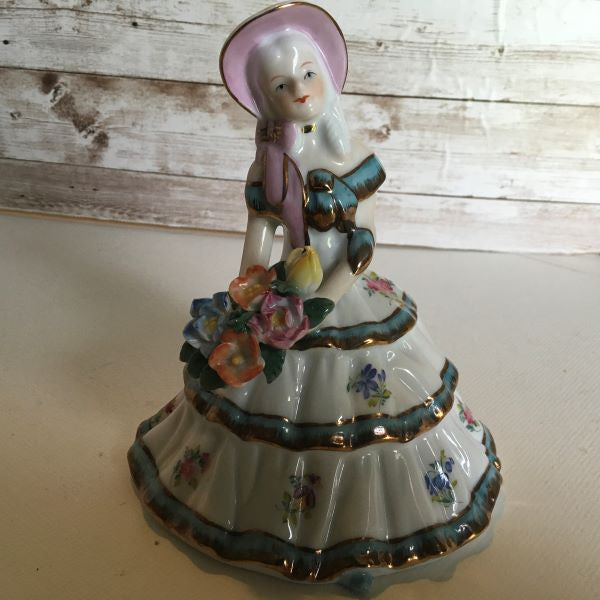 Porcelain Girl Figurine With Blue and White Dress 7