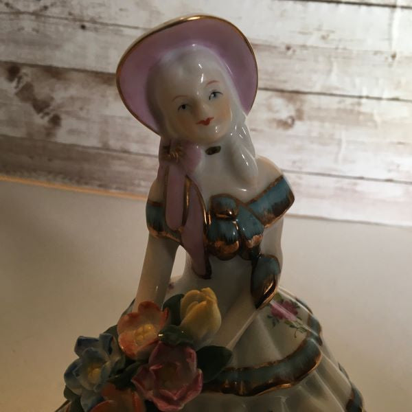 Porcelain Girl Figurine With Blue and White Dress 7