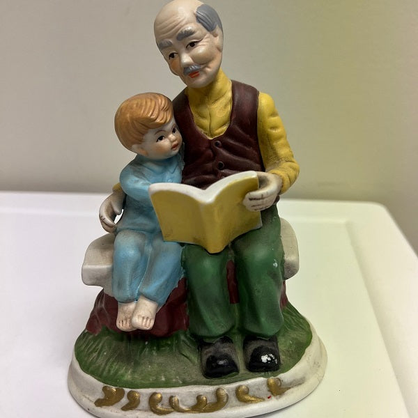 Porcelain Grandpa with Grandson Grandma with Granddaughter Set