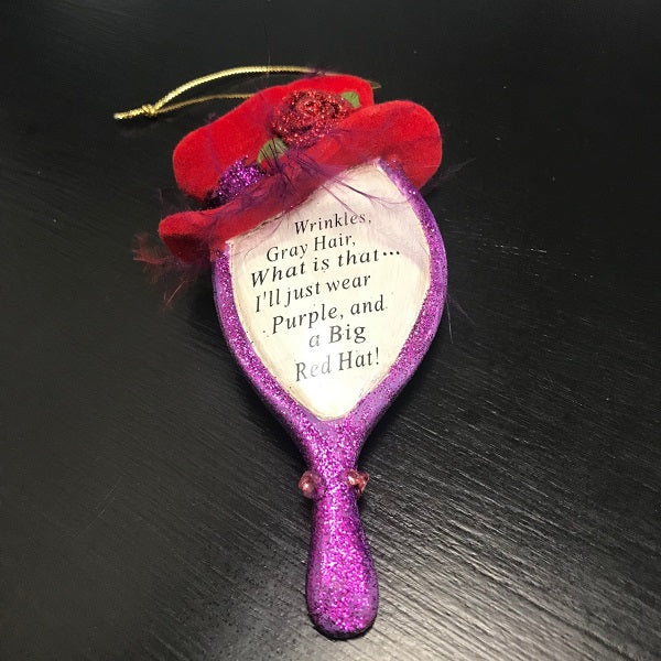 Red Hat Society Ornament Hand Mirror Red Hat Ornament