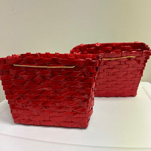 Red Merry Christmas Baskets Made in Japan 2 Baskets