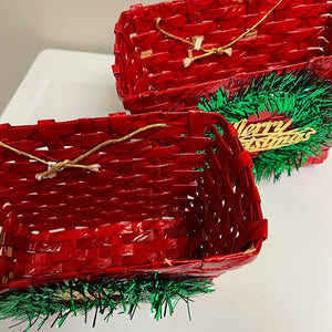 Red Merry Christmas Baskets Made in Japan 2 Baskets