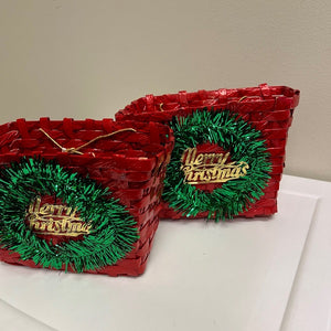 Red Merry Christmas Baskets Made in Japan 2 Baskets