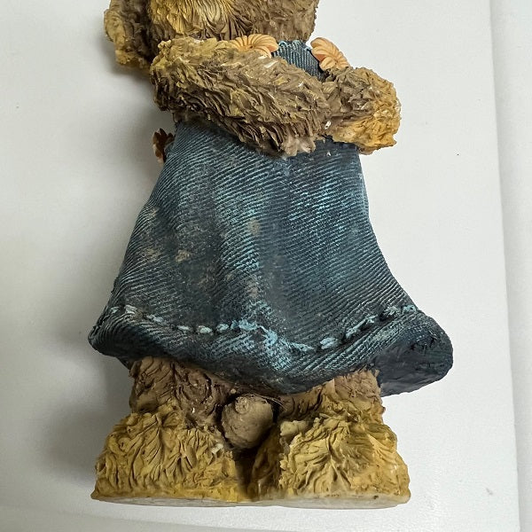 Resin Bear Figurine Girl with Denim Jumper 8 inch