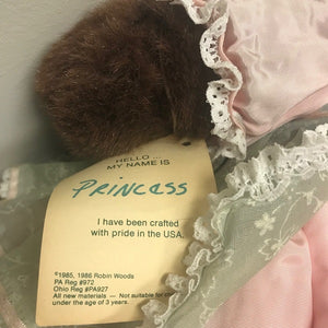Robin Woods Plush Stuffed Bear Princess Brown Stuffed Animal 1988