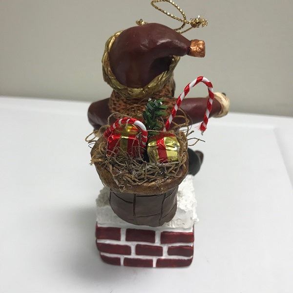 Roman Inc Santa Claus Sitting On Top Chimney Christmas Ornament 1998
