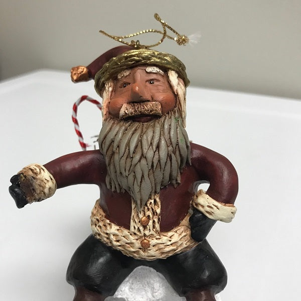 Roman Inc Santa Claus Sitting On Top Chimney Christmas Ornament 1998