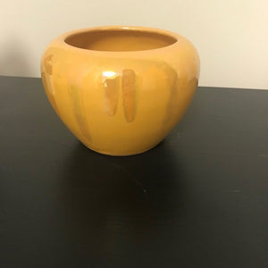 Round Yellow Ceramic Flower Pot Planter