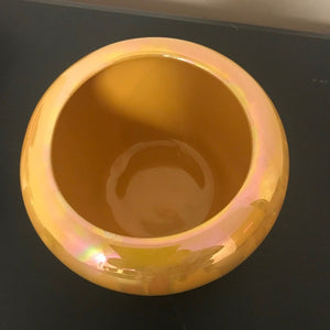 Round Yellow Ceramic Flower Pot Planter