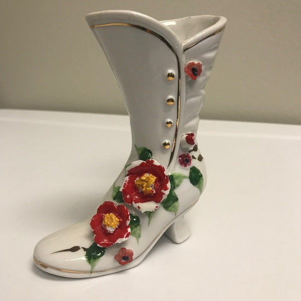 Royal Crown Porcelain Boot Vase Made In Taiwan