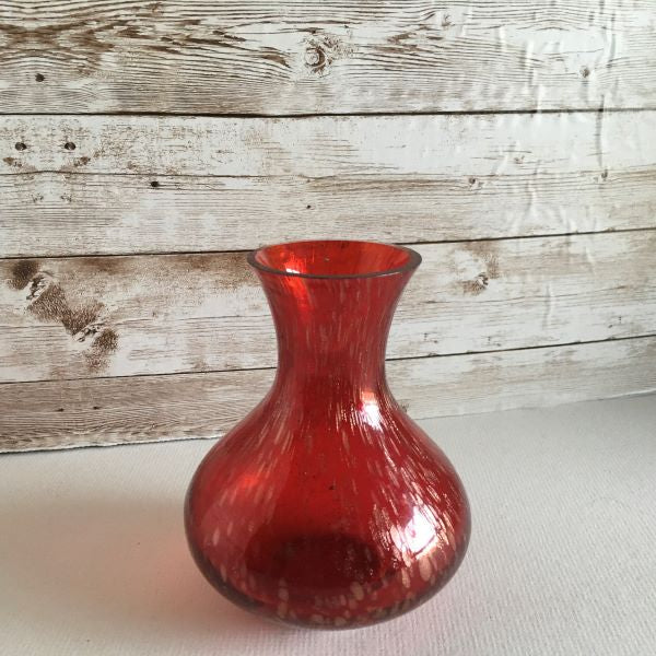 Ruby Red Crackle 5 Inch Flower Vase