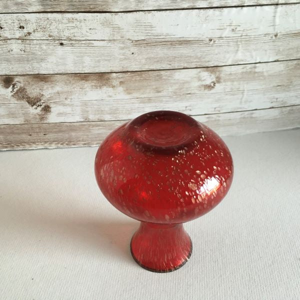 Ruby Red Crackle 5 Inch Flower Vase | Short Red Flower Vase