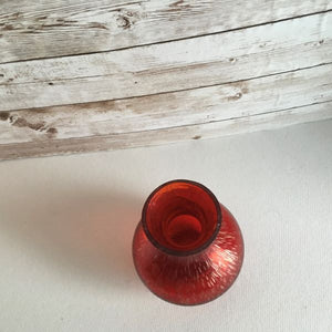 Ruby Red Crackle 5 Inch Flower Vase | Short Red Flower Vase