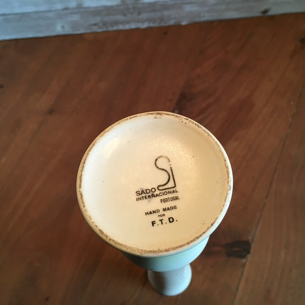 Sado International Single White Vase Hand Made For F.T.D. Portugal 8.25 Inch