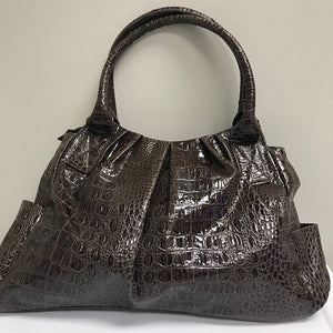 Sag Harbor Women’s Faux Brown Leather Reptile Shoulder Bag
