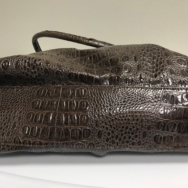 Sag Harbor Women’s Faux Brown Leather Reptile Shoulder Bag