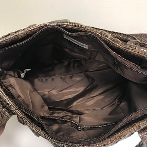 Sag Harbor Women’s Faux Brown Leather Reptile Shoulder Bag