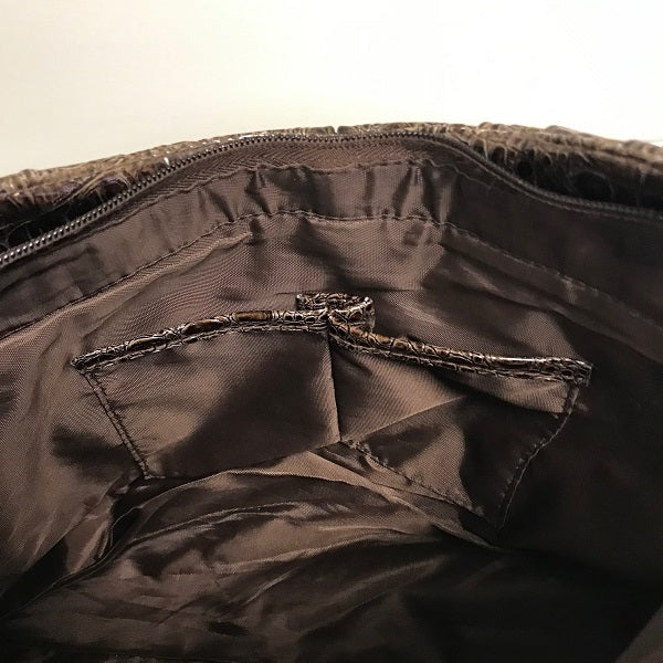 Sag Harbor Women’s Faux Brown Leather Reptile Shoulder Bag