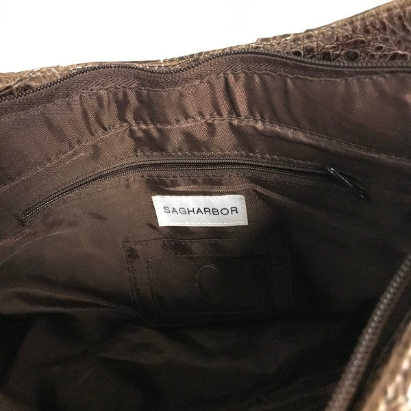 Sag Harbor Women’s Faux Brown Leather Reptile Shoulder Bag