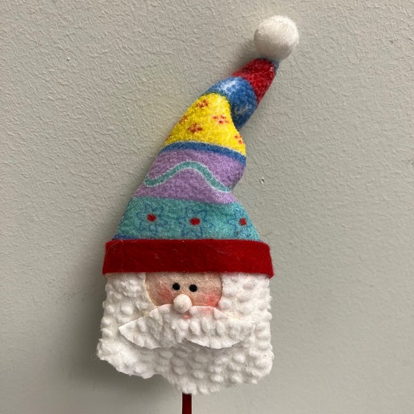 Santa Head Floral Pick 15.5 Inch Tall Floral Christmas Decoration