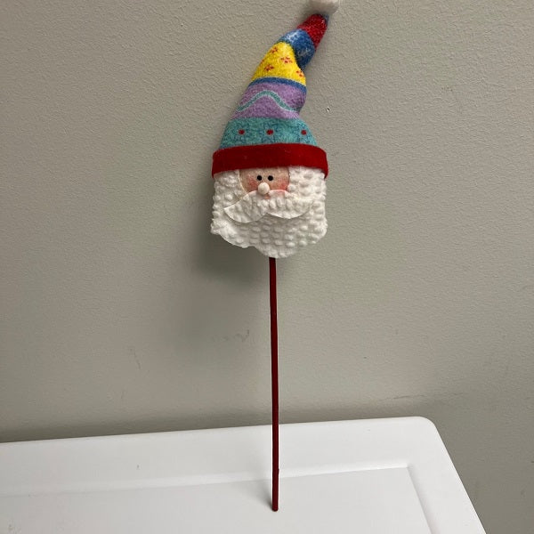 Santa Head Floral Pick 15.5 Inch Tall Floral Christmas Decoration