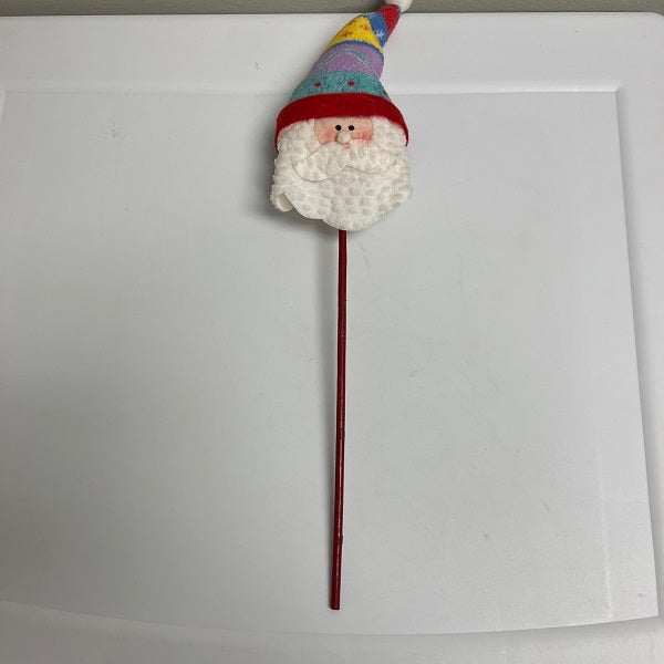 Santa Head Floral Pick 15.5 Inch Tall Floral Christmas Decoration