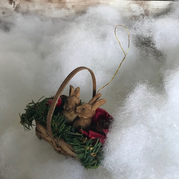 Silvestri Ornament Wicker Basket Christmas Ornament with Rabbits