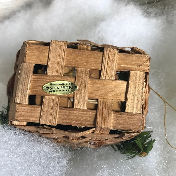 Silvestri Ornament Wicker Basket Christmas Ornament with Rabbits