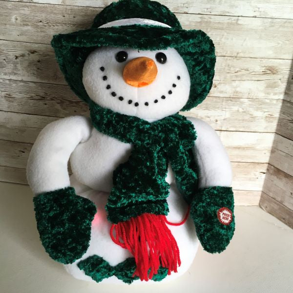 Singing Snowman Weighted Bottom 16" Plush Snowman Decoration Lights Up