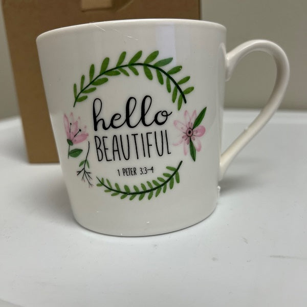 Sips Drinkware Hello Beautiful Mug 1 Peter 3:3-4 Bible Verse Mug