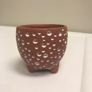 Small Ceramic Brown Flower Pot Planter Footed Planter