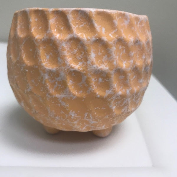 Small Ceramic Peach Flower Pot Planter Footed Planter