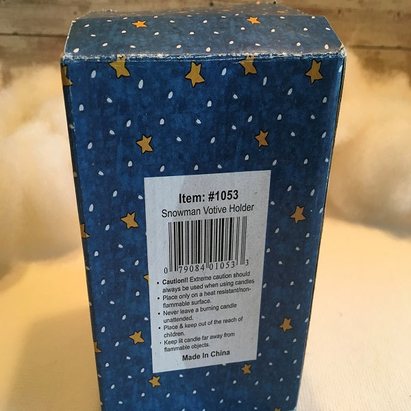 Snowman Tealight Holder Blue Porcelain Candle Holder Christmas 