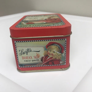 Swifts Borax Tin Reproduction Advertising Small Red Metal Tin