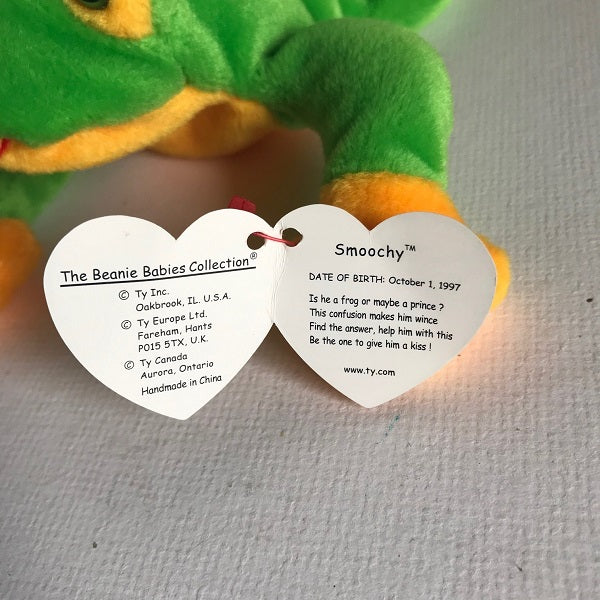 Smoochy the frog 2024 beanie baby value