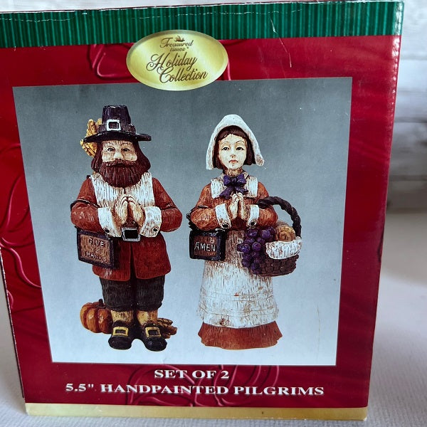 Thanksgiving Pilgrims Figurines Treasured Times Holiday Collection Set of 2