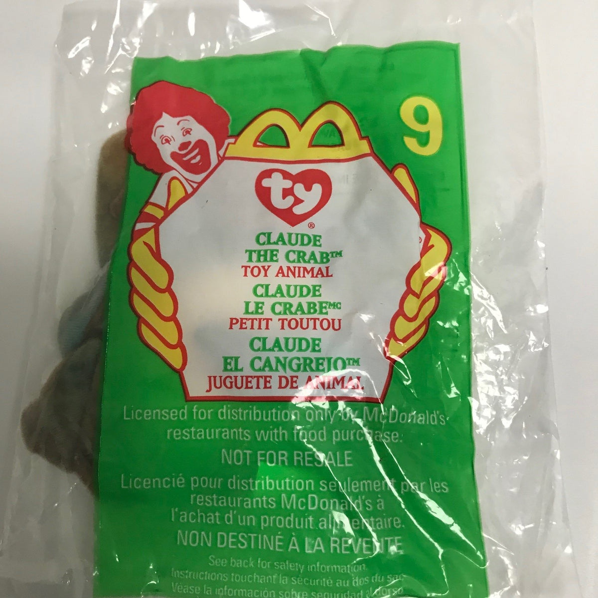 Ty Beanie Babies McDonalds Happy meal Toy 1999 Claude the Crab