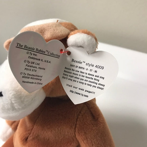 Ty Beanie Baby Bessie Cow 1995 Style 4009 Plush Retired