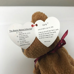 Ty Beanie Baby Curly the Bear 1996 hang tag