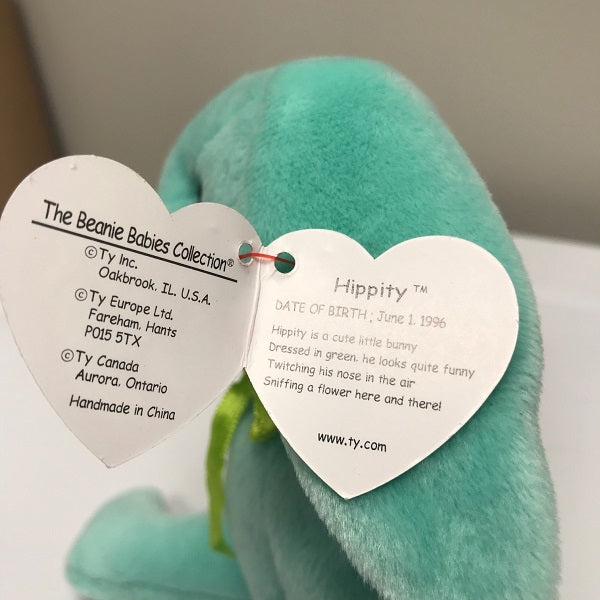 Ty Beanie Baby Hippity the Rabbit 1996 Green Rabbit Chickenmash Farm