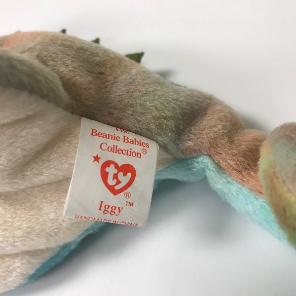 Ty Beanie Baby Iggy the Iguana Tie Dye No Tongue tush tag