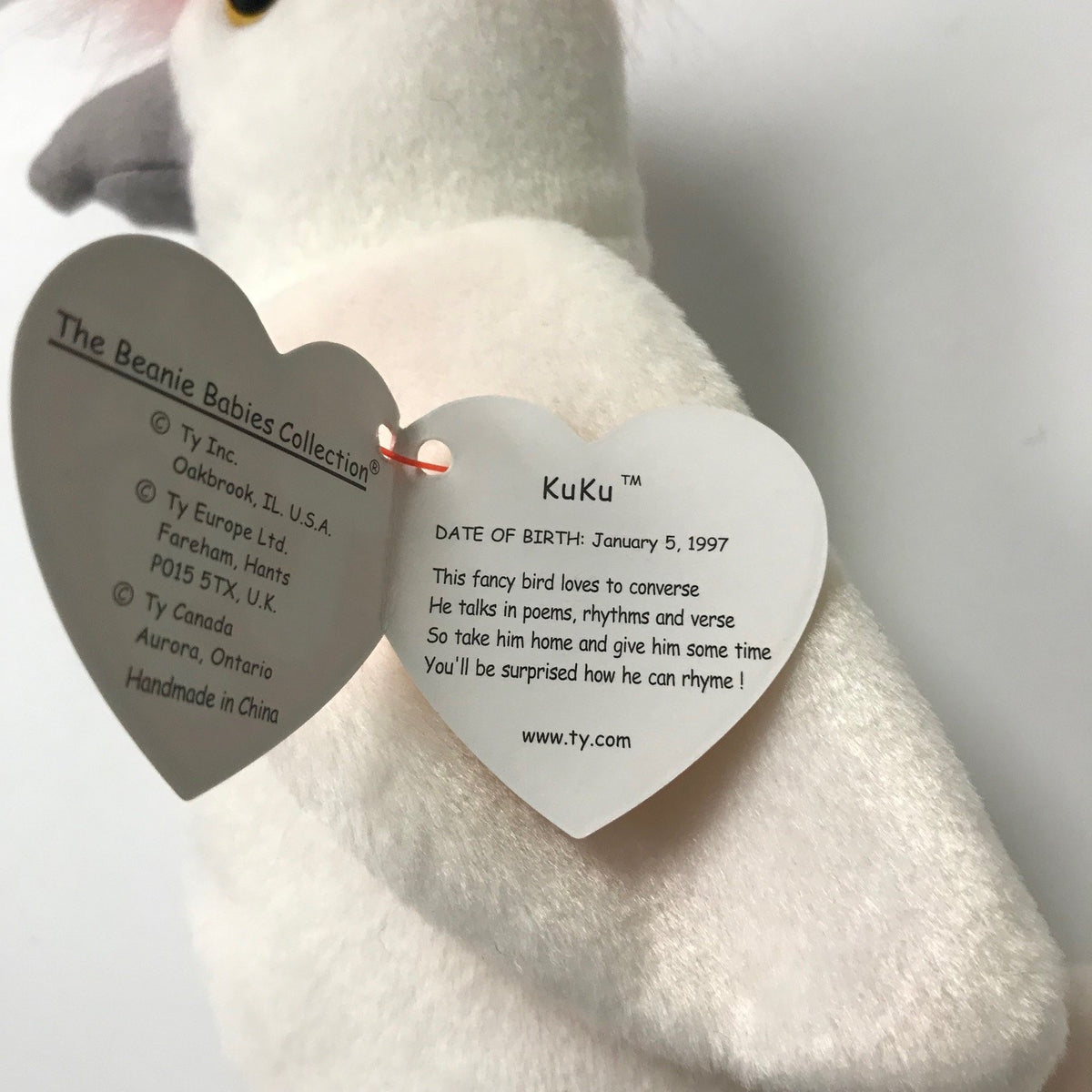 Ty Beanie Baby Kuku the Cockatoo Bird