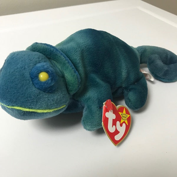 Ty Beanie Baby Rainbow Blue Chameleon 1997 Tie Dye No Tongue Tag
